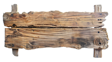 Wooden sign board isolated on transparent background, PNG