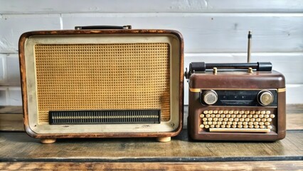 Vintage Wooden Radio and Small Transistor Radio