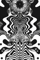 Fototapeta premium Artistic Abstract Black and White Psychedelic Art Featuring Flowing Patterns for Aesthetic Enjoyment