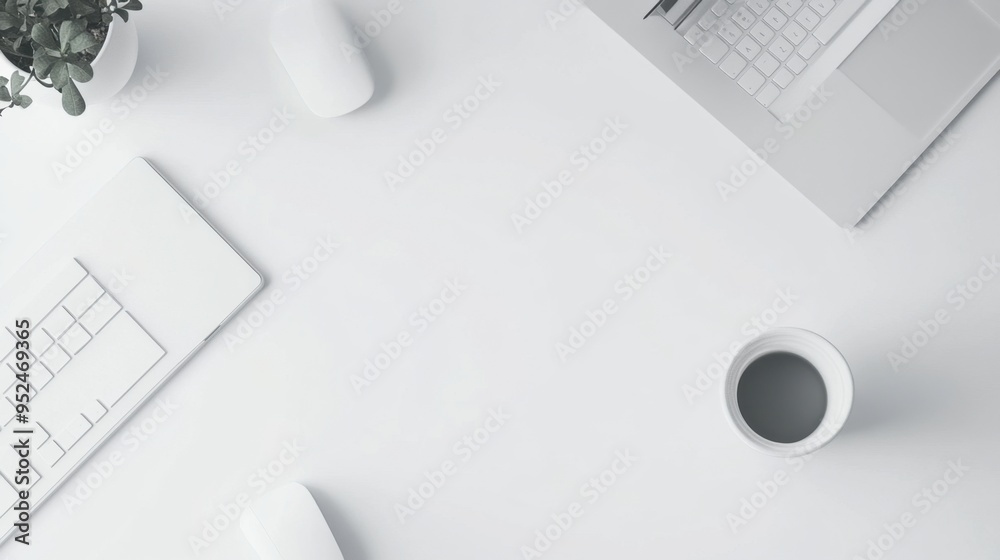 Fototapete white background with a sleek minimalist website interface, representing modern web aesthetics and c