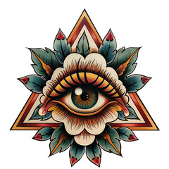 triangle single eye very simple traditional tattoo flash styles illustration