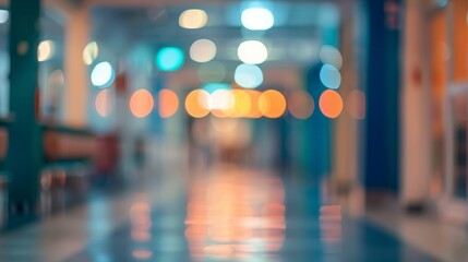 A Blurred Corridor Filled with Ambient Lights and Reflection Creating a Dreamlike Scene