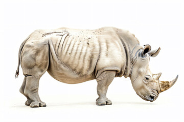 Fototapeta premium a rhino standing on a white surface with a white background