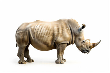 Fototapeta premium a rhino standing on a white surface with a white background