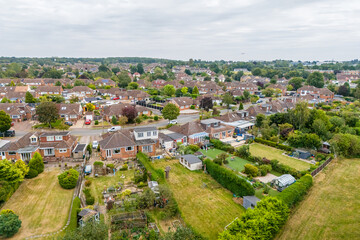 Fototapeta premium Aerial drone shot over the town of Bishops Stortford in England