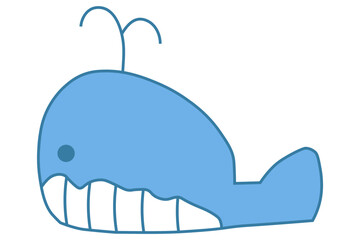 シンプルでかわいい青いクジラ