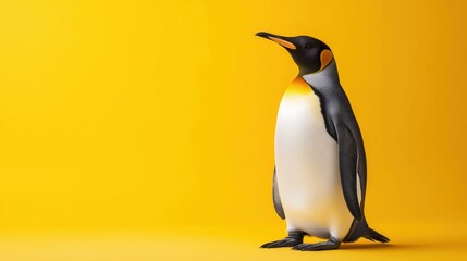 Obraz premium Penguin. Penguin on the yellow background.