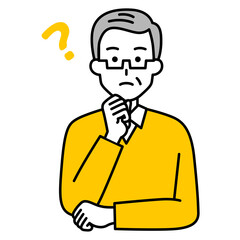 アイデアを考える年配の男性