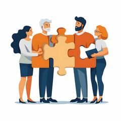 Obraz premium Flat Grandparents and Grandchildren Puzzle Pieces with Connection Text concept as An abstract vector showing two puzzle pieces representing grandparents and grandchildren with the word Connection in a