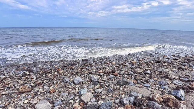 ฺBlue Sky and Waves of Bang Saen Beach, Beach in Thailand