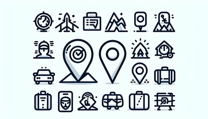 set of icons of locations