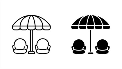 Terrace cafe vector icon set. Rooftop coffee table vector illustration on white background