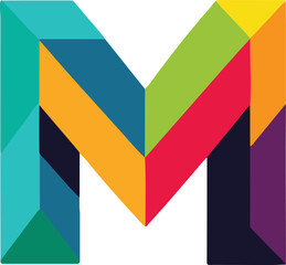 Bold capital letter M Graphic alphabet symbol for logo, Poster vector illustration