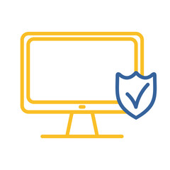 Monitor with shield and check mark vector icon