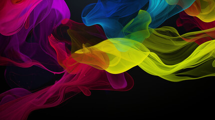 Obraz premium Colorful Flowing Abstract Art Vibrant Yellow Red Blue Green Pink Black Background