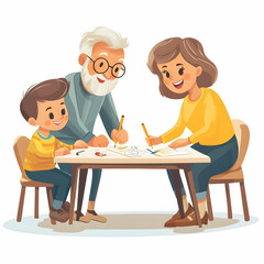 Glossy Background with Grandparents and Grandchildren at a Park concept as A glossy background image capturing the silhouettes of grandparents and grandchildren enjoying a day at the park. The scene i