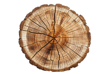 cross section of tree stump on transparent background