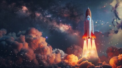 start up concept with space rocket