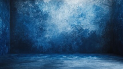 Blue textured wall with a flat surface in front