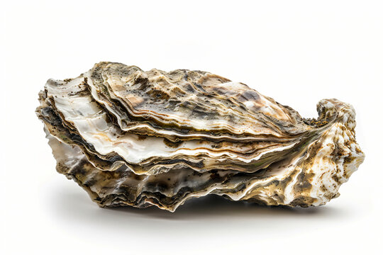 a large oyster shell with a white background