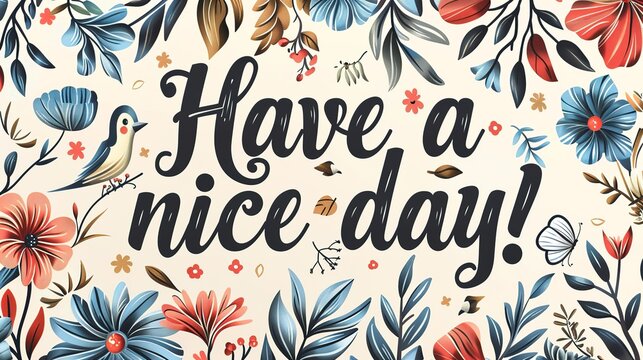Have a nice day! Black lettering on a light background