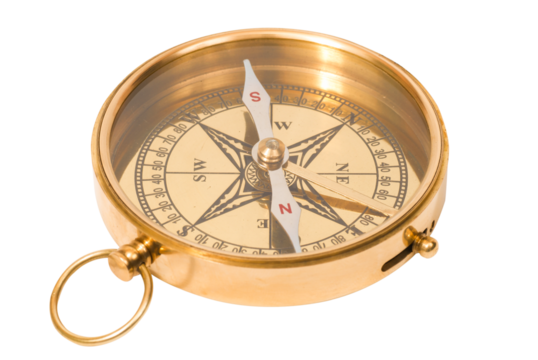 Golden old compass in PNG isolated on transparent background - Powered by Adobe