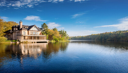 Obraz premium Majestic beautiful house on a lake