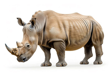 Obraz premium a rhino standing on a white surface with a white background