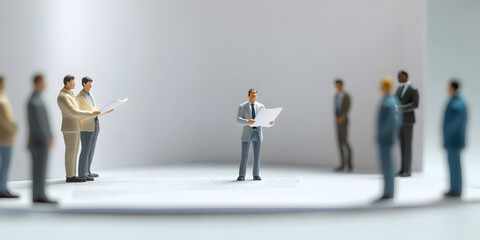 figurines of businessmen standing ,symbolizing teamwork and success in the business world 