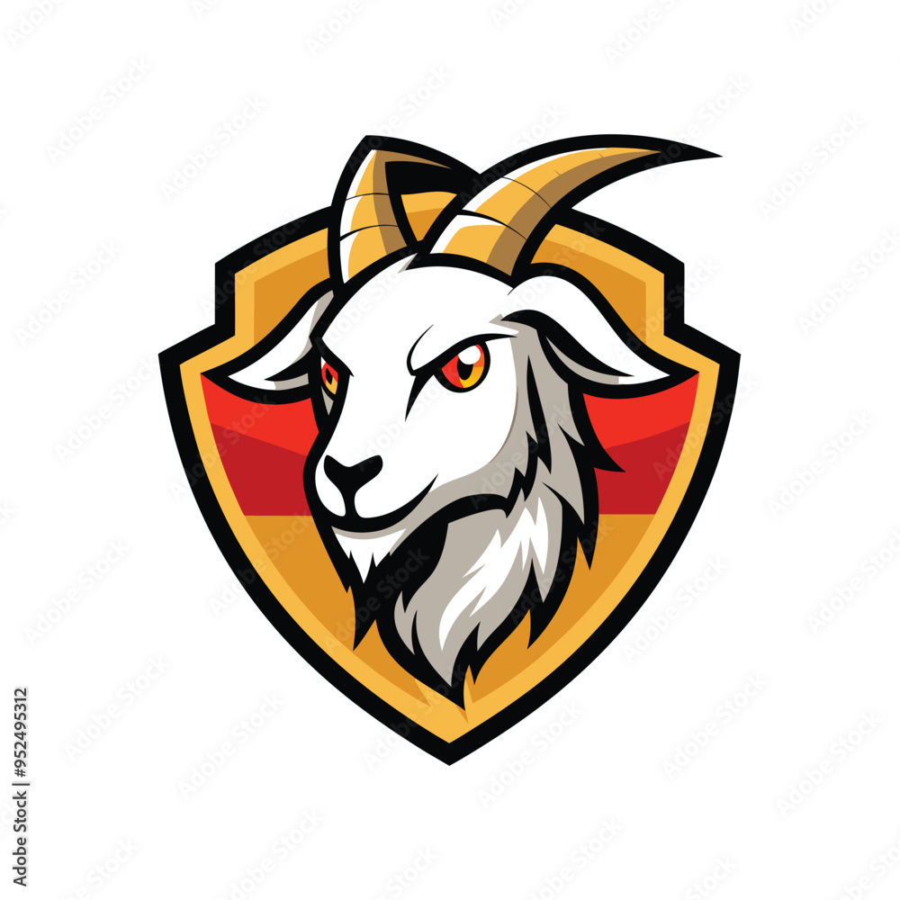 Poster aggressive goat mascot logo icon vector design isolated