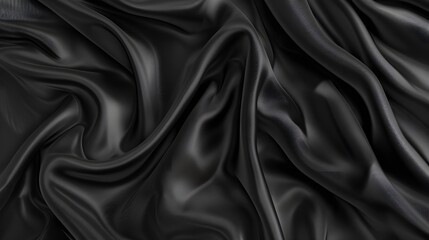 Fototapeta premium Luxurious dark fabric with smooth flowing folds, creating an elegant and sophisticated texture