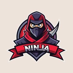 Ninja mascot logo icon vector design with text ninja isolated © Saim Art