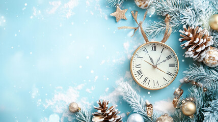 christmas background with clock