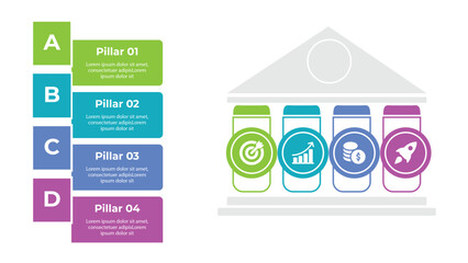 Infographic design featuring steps and icons for presentations.