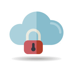 Cloud security vector icon. Data cloud with lock