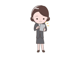 タブレット端末を操作するビジネスウーマン