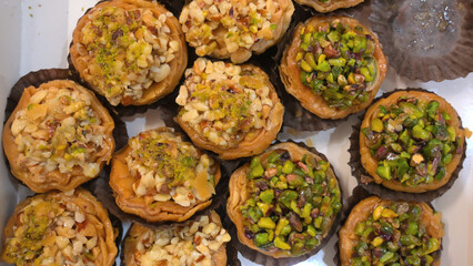 Top view of Indian sweets during festivals.
