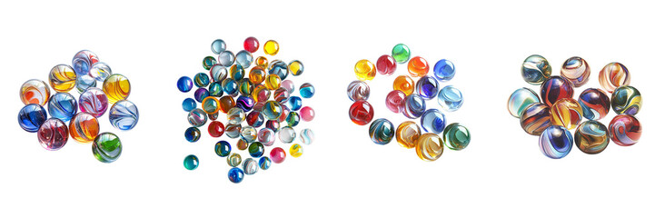 Cluster of Colorful Glass Marbles  isolated on transparent png background