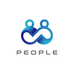 People logo design, human with infinity icon combination, people Logo template element, vector illustration