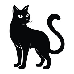 black cat silhouette style with white background