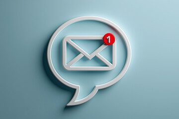 New Email Notification on Blue Background  Message Alert Icon with Red Badge