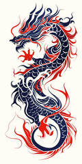 Fototapeta premium Tribal Dragon Tattoo very simple traditional tattoo flash styles illustration