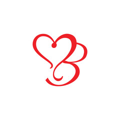 Logo Heart Letter B. Beautiful vector love logo design