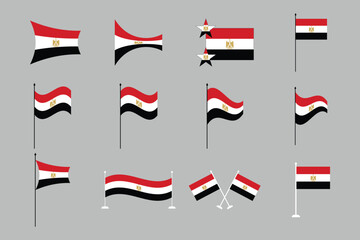 Flag of Egypt Set, original and simple Egypt flag Bundle, vector illustration of Egypt flag Collection

