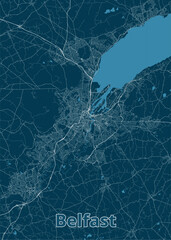 Belfast, Northern Ireland artistic blueprint map poster