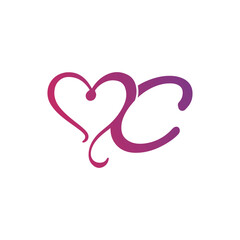 Premium Vector | Logo Heart Letter C. Beautiful vector love 
