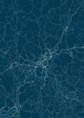 Santiago de Compostela, Spain artistic blueprint map poster