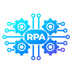 RPA icon with gears, robotic process automation