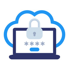 Secure cloud access with password, data security concept, png icon