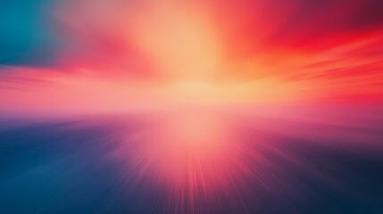 A vibrant sunset over a tranquil ocean, blending warm colors into a serene horizon.